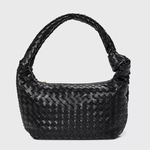 Slouchy Black Woven Shoulder Bag